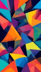 Fototapeta premium Vibrant Geometric Abstract: A Symphony of Colorful Triangles