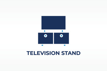 TELEVISION STAND vector, icon or logo sign isolated symbol illustration
