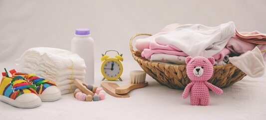 Children's things. Children's clothing concept. Selective focus.