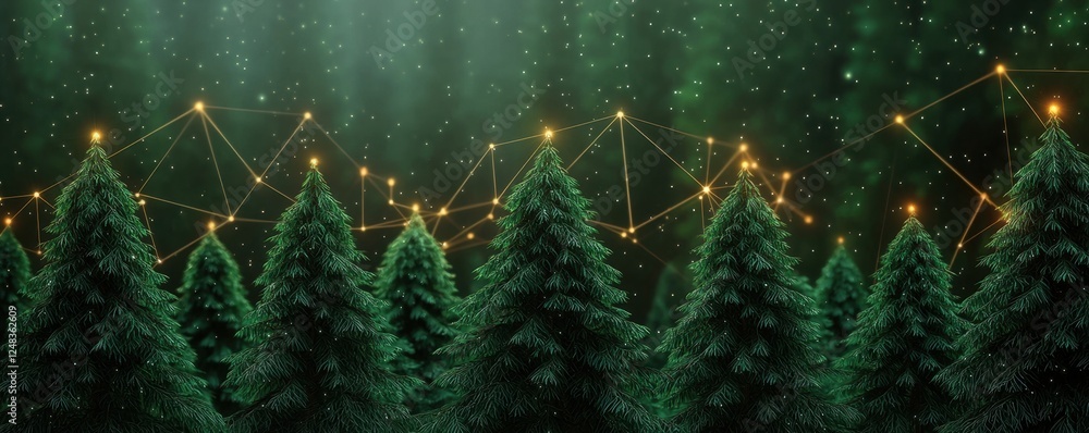Aufkleber a serene forest scene with illuminated trees, evoking a sense of tranquility and wonder, enhanced by
