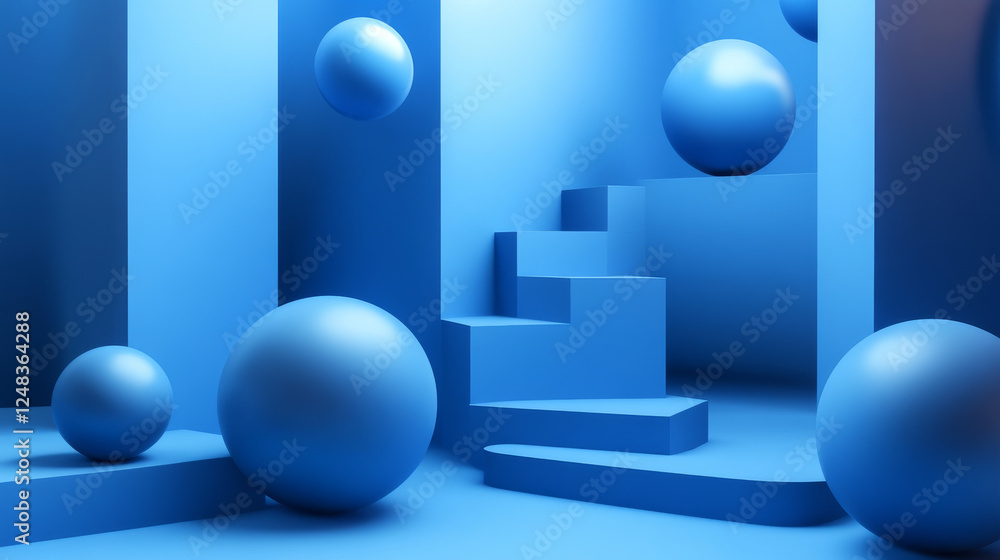 Poster abstract array of shiny geometric objects of different height modern futuristic 3d rendering illustr