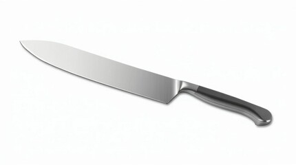 Shiny Stainless Steel Knife Isolated on White Background