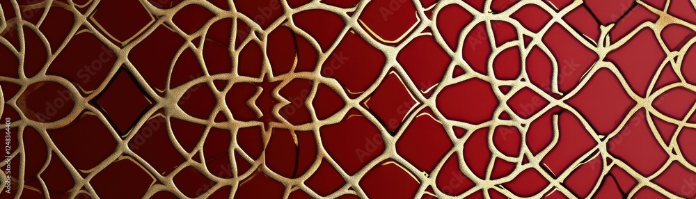Poster Abstract Red And Gold Geometric Pattern Design