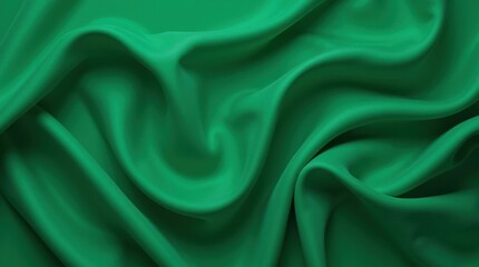Obraz premium Elegant Wavy Emerald Green Silk Fabric