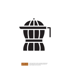 Stylized black coffee pot icon perfect for illustrating caffeine-related themes in modern kitchen design and cozy cafe settings