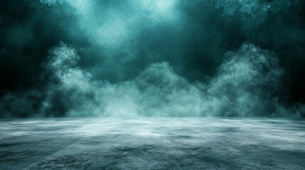 Fototapeta premium Mysterious dark room enveloped in fog and shadow under a gloomy sky
