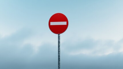 Striking red stop sign with white stripe, ensuring road safety and traffic compliance