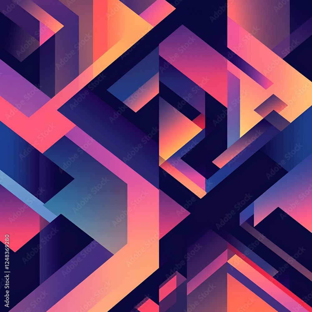 Poster abstract geometric pattern: vibrant, multicolored geometric shapes create a dynamic and modern abstr