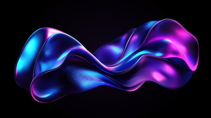 Abstract glowing fluid shape, vibrant blue and purple, dark background.