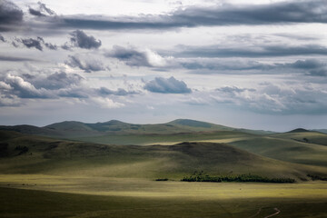 grassland with sunshine and blue sky in china 