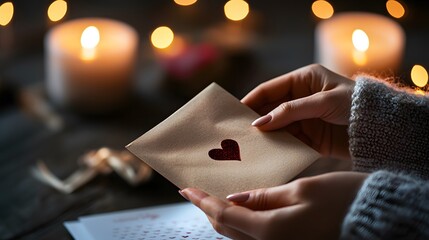 Romantic couple exchanging handwritten love notes cozy indoor setting emotional capture