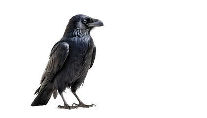 Fototapeta premium Detailed Profile of a Raven Against a White Background