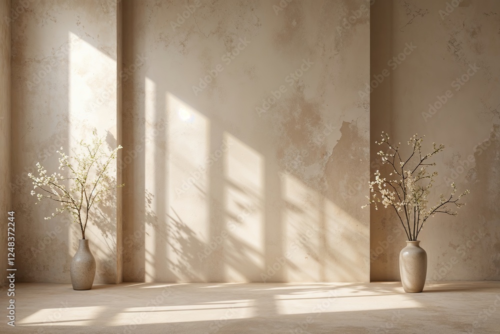 Poster Elegant Soft Ivory Background with Subtle Shadows for Calm Product Displays