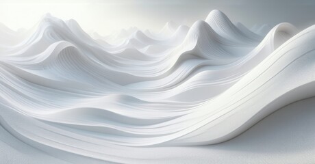 Seamless waves of soft white textures create a peaceful flow, exuding serenity and elegance with smooth, undulating curves, giving the impression of soft, flowing motion