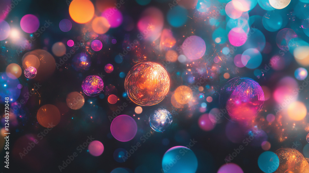 Poster abstract colourful balls background 3d rendering illustration background