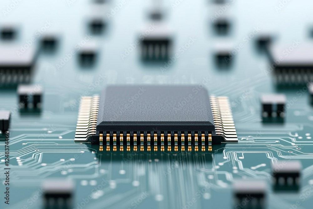 Aufkleber a futuristic microchip composed of recyclable materials is displayed on a complex circuit board show