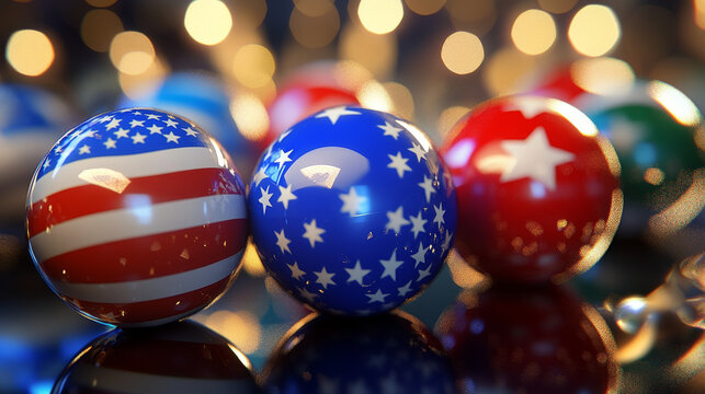 abstract Russia flag and USA flag on shiny billard balls 3d render illustration