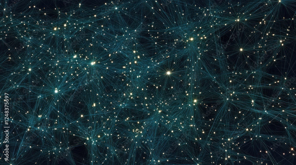 Poster Intricate Network Of Illuminated Points And Lines
