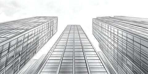 Fototapeta premium Dynamic sketch of towering skyscrapers in bustling cityscape
