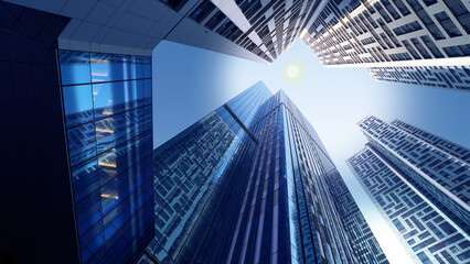 Fototapeta premium Modern Skyscrapers and Architectural Landmarks in the City