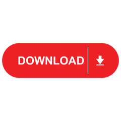 Red Download Button Isolated on White Background  Vector Illustration
