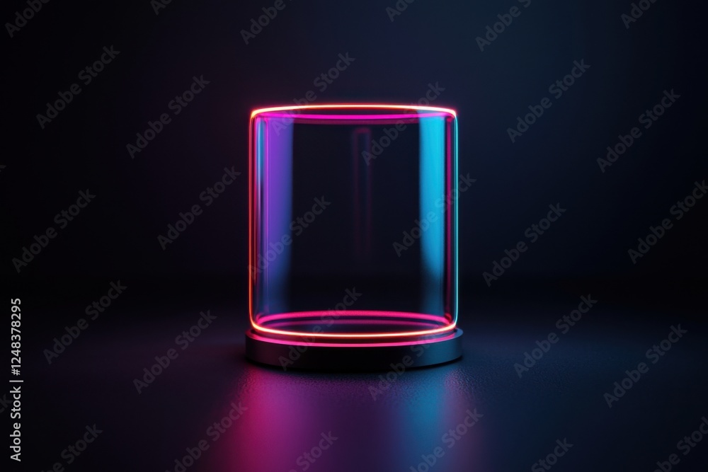 Poster a floating vibrant holographic microchip suspended in a minimalist futuristic digital studio scene w