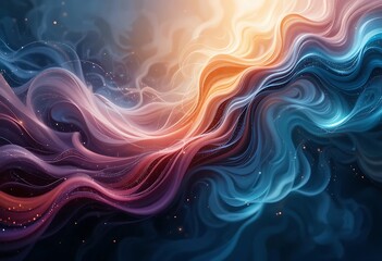 Obraz premium Ethereal Abstract Art: Flowing Lines of Light and Color Harmony