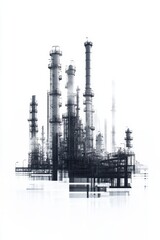 Obraz premium Minimalist refinery design featuring clean lines and a sleek, modern aesthetic for a contemporary industrial look.