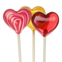 Heart-shaped lollipops isolated on white background.