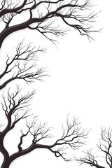 Obraz premium Bare Winter Tree Branches Extending Dramatically Against a White Background