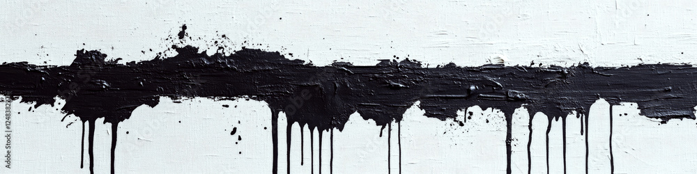 Poster abstract black paint streaks horizontally across a white canvas, creating a dramatic effect. concept