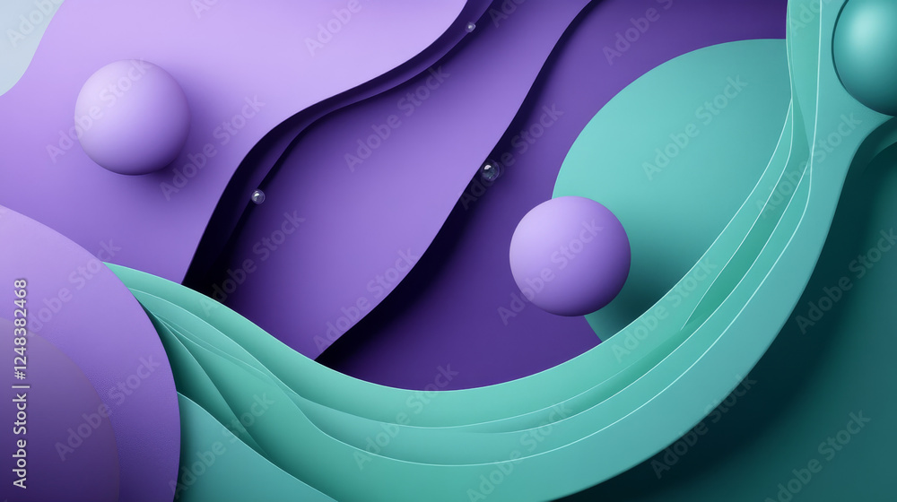 Poster abstract violet and green colourful paper like structure with fading effect background texture 3d re