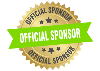 official sponsor. official sponsor round green and gold label isolated on transparent background