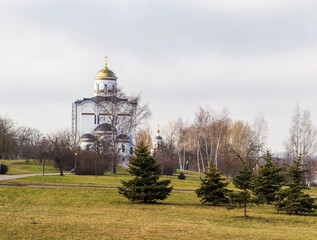 Fototapeta premium Shot of the orthodox church in the city. Religion