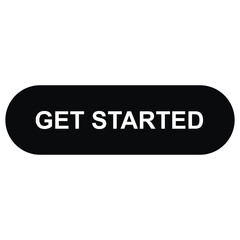Get Started Black Button - Isolated on White Background