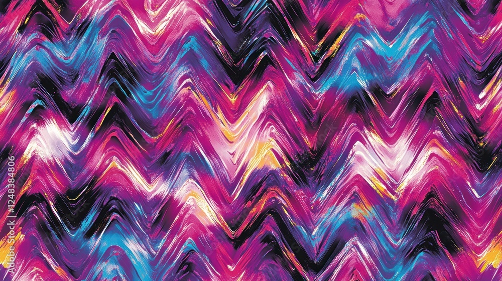 Poster abstract zigzag pattern vibrant paint strokes