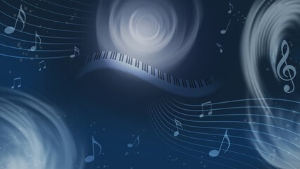 ピアノと音符の音楽のイメージ背景イラスト