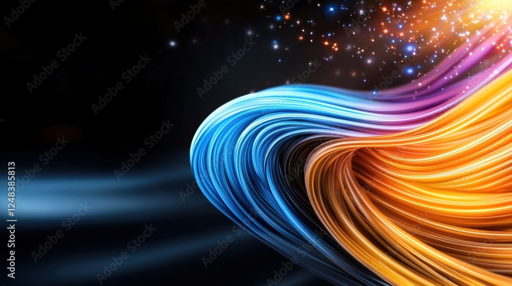 Poster a dynamic and captivating visualization of cutting edge optical fiber technology showcasing a dazzli