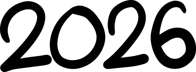2026 new year number text handwritten illustration
