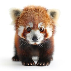 Fototapeta premium Isolated red panda on a clean white background, perfect for animal cutouts and creative designs.