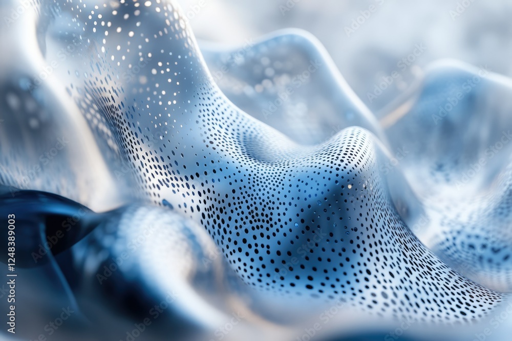 Aufkleber abstract blue metallic surface with perforated pattern, undulating in a wave-like form.