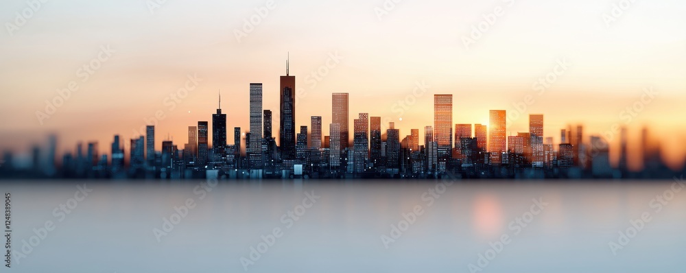 Poster a breathtaking fusion of finance and technology this captivating urban skyline showcases the dynamic