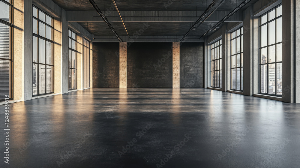 Poster grey grunge textured floor with dark lighting and empty space for your content 3d illustration rende