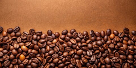 Aromatic Roasted Coffee Beans Forming a Natural Border on a Brown Background
