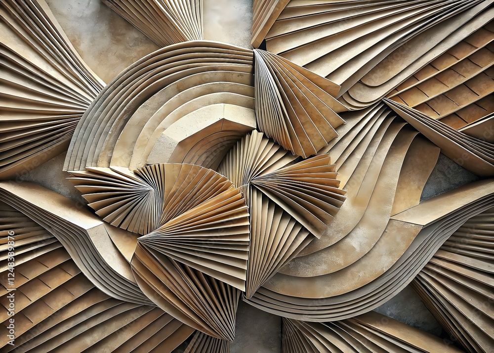 Poster intricate paper art design textures patterns depth dimensions harmony