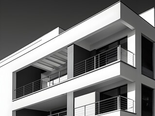 Photo of a Modern Minimalist Apartment Building in Black and White