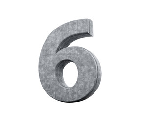 Concrete Number Six 6 Digit Made Of Grey Concrete Stone On White Background 3d Illustration