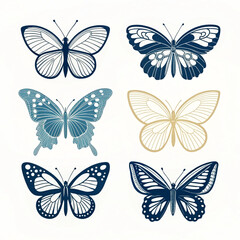 set of vector butterflies