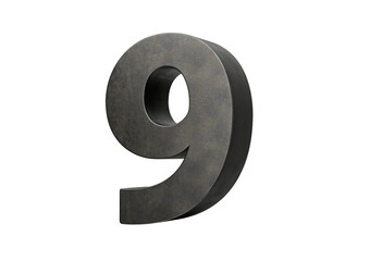 Number Nine 9 Digit Made Of Gray Smooth Cast Iron 3d Illustration