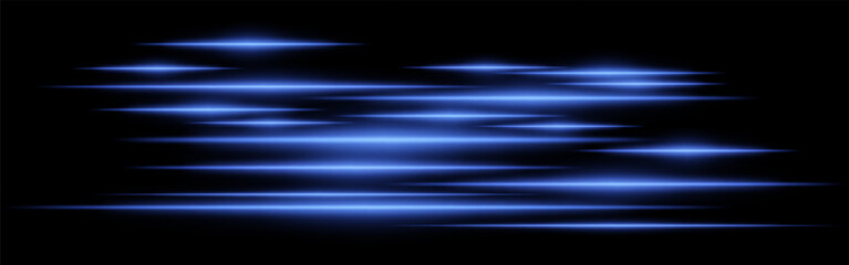 Glowing blue light streaks on a black background. Horizontal neon beams create a high-speed motion effect, symbolizing futuristic technology and digital energy